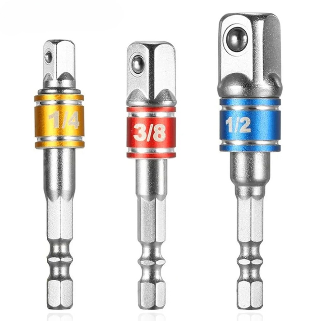 ข้อต่อบล็อก ข้อต่อสว่านขันบล็อก  อะแดปเตอร์ ซ็อกเก็ตอะแดปเตอร์ 1/4นิ้ว 3/8นิ้ว 1/2นิ้ว 3ตัว/ชุด