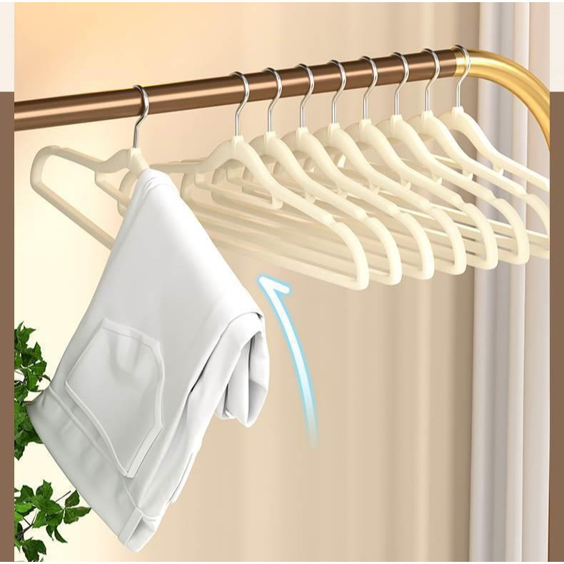 [มีช่องกันลื่น] ไม้แขวนเสื้อ 10-20 ชุด ไม้แขวนเสื้อกันลื่น โครงสร้างเหล็กเคลือบ สามารถหมุนได้ 360 องศา - รูปที่ 4