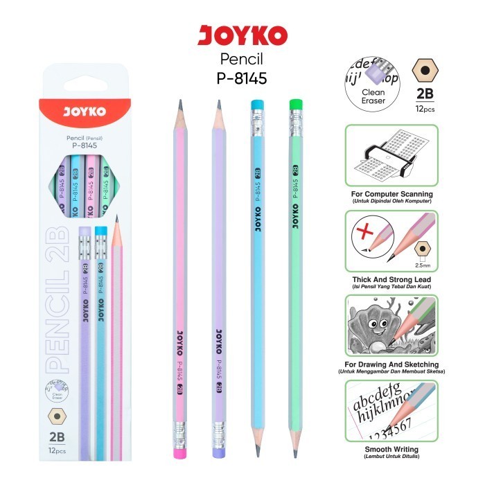 ดินสอ P-8145 Joyko 2B ดินสอ 1 กล่อง 12 ชิ้น
