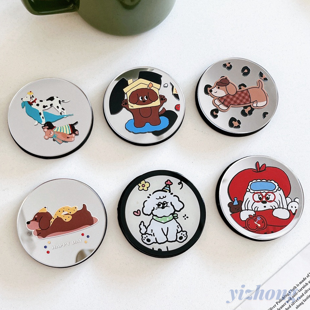 แม่เหล็กดึงดูดการออกแบบกระจกสุนัขดัชชุนการ์ตูนลูกสุนัขพิมพ์ใหม่รอบรูปร่างที่วางโทรศัพท์ขาตั้งสําหรับเปลือยโทรศัพท์มือถือ แม็กเซฟ กรณีแท็บเล็ตโทรศัพท์มือถือป้องกันการต