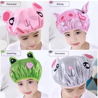 ღ หมวกอาบน้ำกันน้ำลายการ์ตูนเด็ก 2 ชั้น หมวกอาบน้ำเด็กป้องกันหูน่ารัก