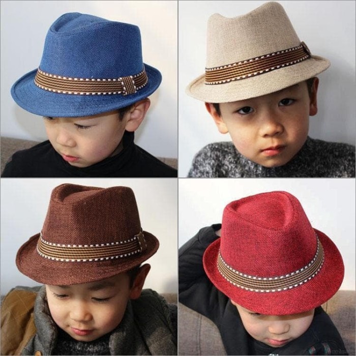 ❁Besty_mart3❁- NEW TREND BOYS HATS - BRITISH JAZZ COWBOY HATS CHILDRENS FASHION COWBOY HATS - สีน้ํา