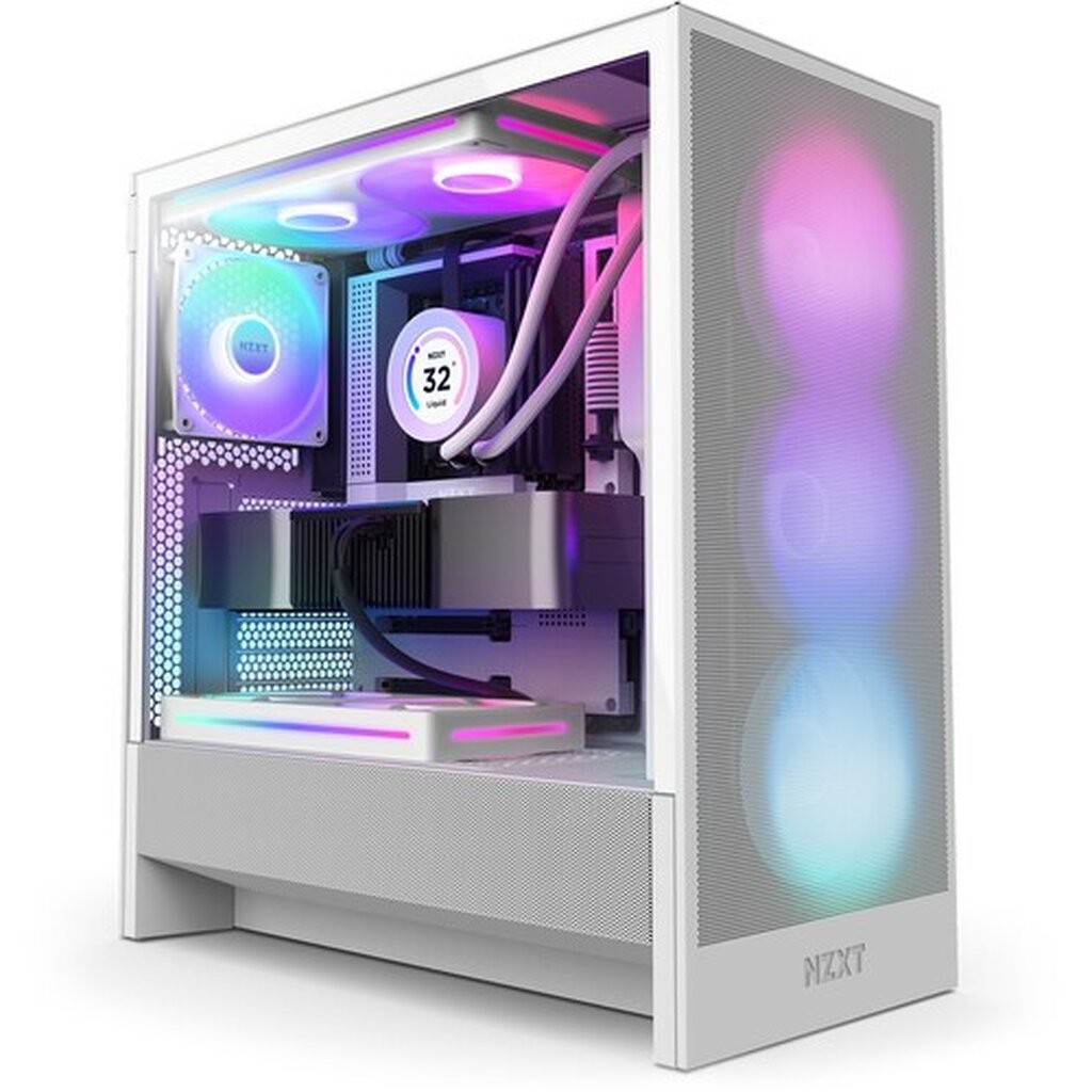 NZXT H5 Flow RGB (2024) White With F360 RGB Core Fan Mid-Tower Case : CC-H52FW-R1