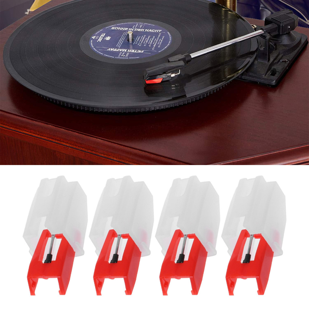 4 ชิ้น Phonograph Cartridge เข็มเครื่องเล่นแผ่นเสียงสไตลัส, เครื่องเล่นแผ่นเสียงไวนิลทดแทน