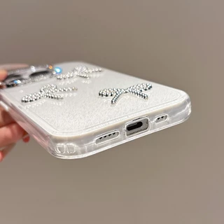 Bowknot GLITTER เคสโทรศัพท์อะคริลิคสําหรับ iPhone 17 Pro Max 17 Air 16 15 14 13 12 11 กันกระแทกป้องกันปลอก
