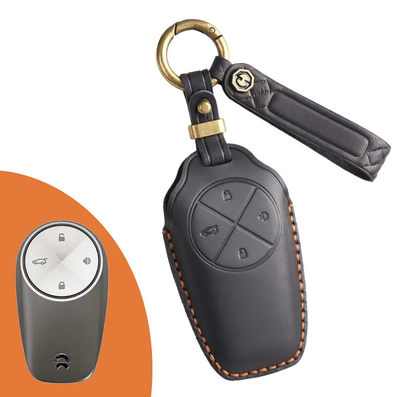 Leather Car Key Case Full Cover Protection Shell Holder for Weilai NIO ES6 ES8 EC6 ET7 ET5 2022 2023