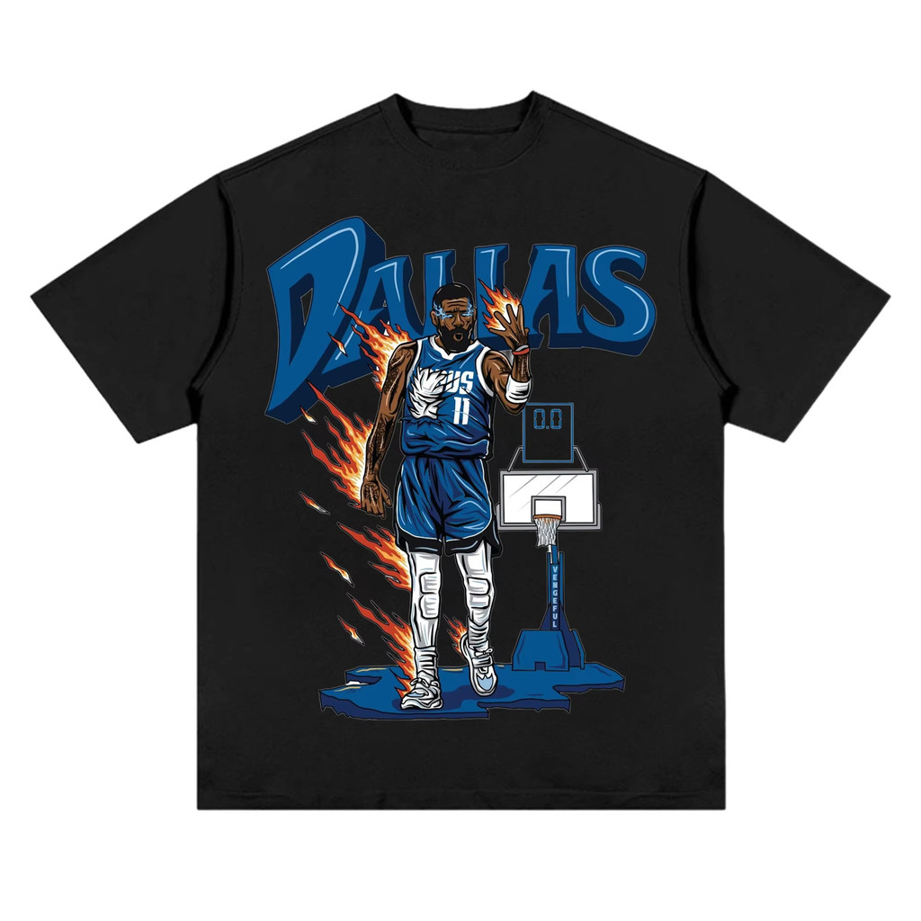 COD American Skeleton Dallas No. 11 Kyrie Irving Basketball Cotton T-shirt Cartoon Print Kids/Mens S