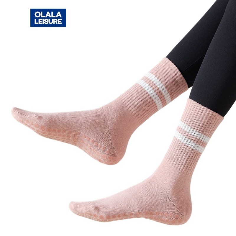 Olala Leisure  Yoga Socks Soft Cotton Pilates Sports Fitness Socks Anti-slip Medium Tube