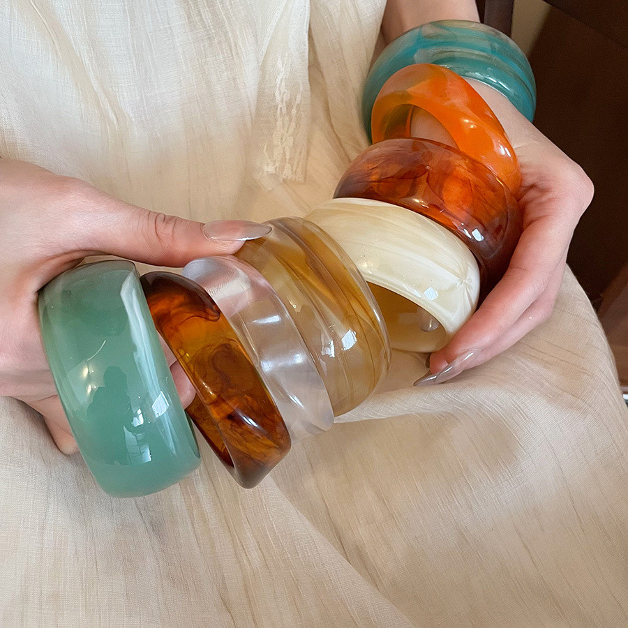 [Jewbeauty]สร้อยข้อมือเคลือบเงาอะคริลิครอยเปื้อนแฟชั่นย้อนยุคสร้อยข้อมืออเนกประสงค์ส่วนบุคคลอารมณ์อุปกรณ์เสริมมือ