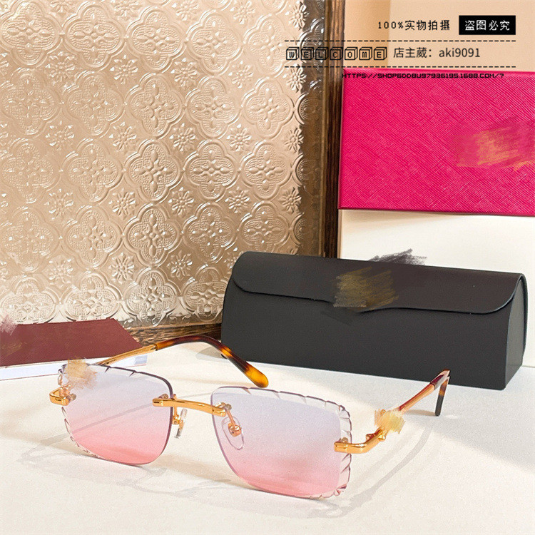 แว่นกันแดดขอบไม่มีขอบ ตัดขอบคลื่น แฟชั่นแว่นตาสี่เหลี่ยมสำหรับผู้ชาย ct0281