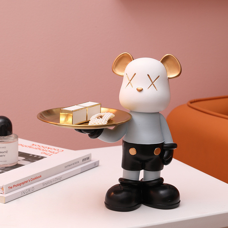 Creative หมีรุนแรงถาดเก็บตกแต่งทางเข้าห้องนั่งเล่นตกแต่ง Candy Key ถาดพิธีขึ้นบ้านใหม่ของขวัญวันเกิดหญิง D1S6 RFRM