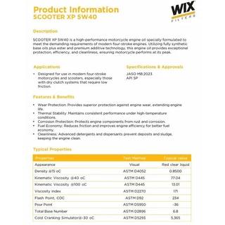 ✅ น้ำมันเครื่องสังเคราะห์แท้ 100% l Wix Moto XP 10W-40 / 10W-50 / สกู๊ตเตอร์ 5W-40 ขนาด 0.8/ 1 ลิตร