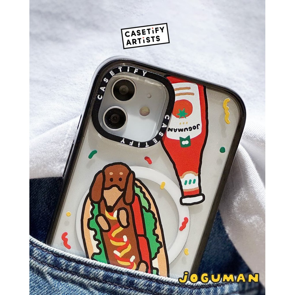 Joguman Woody The Hotdog Case Black Edge Peach Haze Cotton Candy Collection Color Clear Hard Case Impact Case For Apple IPhone 12 13 14 15 16 Pro Max Plus พร้อมกล่อง