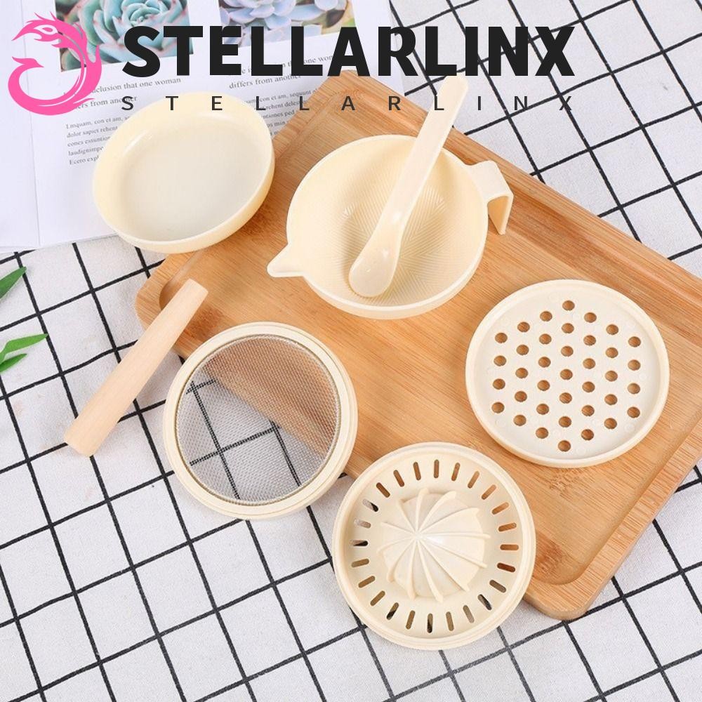 STELLARLINX 7 ชิ้นชุดชามบดอาหาร,แบบพกพา Citrus Juicer เด็กคู่มือเครื่องบดชุด, BPA-free Stackable พร้อมก้านบดอาหารเกรดอาหาร Masher Maker เด็ก