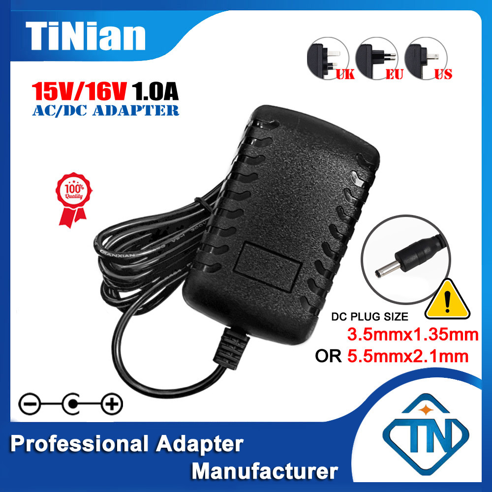 15V 16V 1A 1000mA AC/DC Adapter Charger (ขั้วต่อ DC 3.5mmหรือ 5.5mm) สําหรับรถกระโดดฉุกเฉิน Starter แบบพกพา Power Source แบตเตอรี่