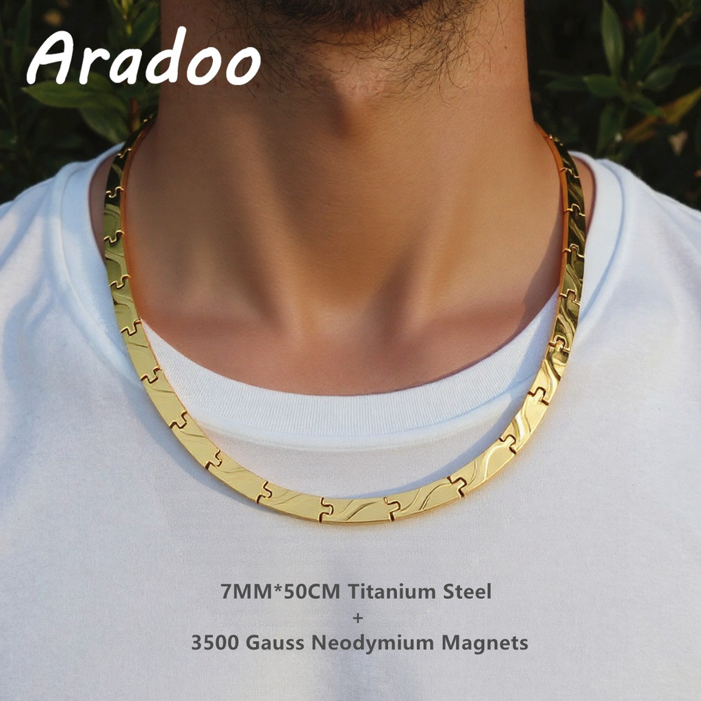 ARADOO Super Magnetic ไทเทเนียมสร้อยคอผู้ชาย Minimalist Luxury สแตนเลสแม่เหล็กคอเครื่องประดับของขวัญ