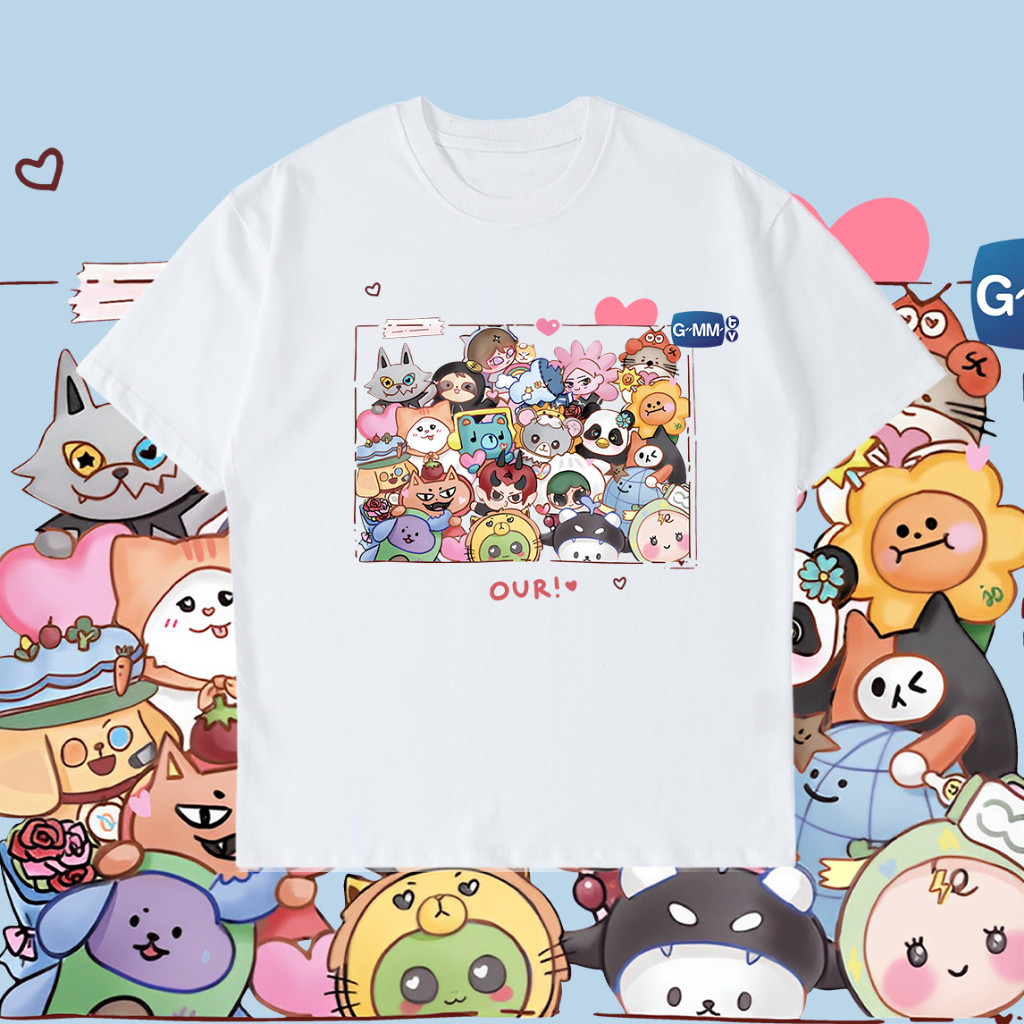 GMMTV - เสื้อยืดคอกลมผ้าฝ้ายพิมพ์ลายแฟชั่น - ไซส์ S-5XL