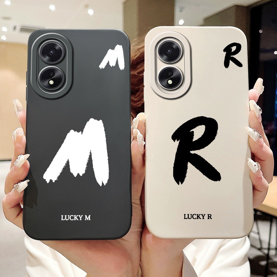 สําหรับ Oppo A18 A38 CPH2579 CPH2591 Lucky จดหมายเริ่มต้นเคสโทรศัพท์ Oppo A18 A38 4G เลนส์ป้องกันกรณีซิลิโคนอ่อนนุ่ม