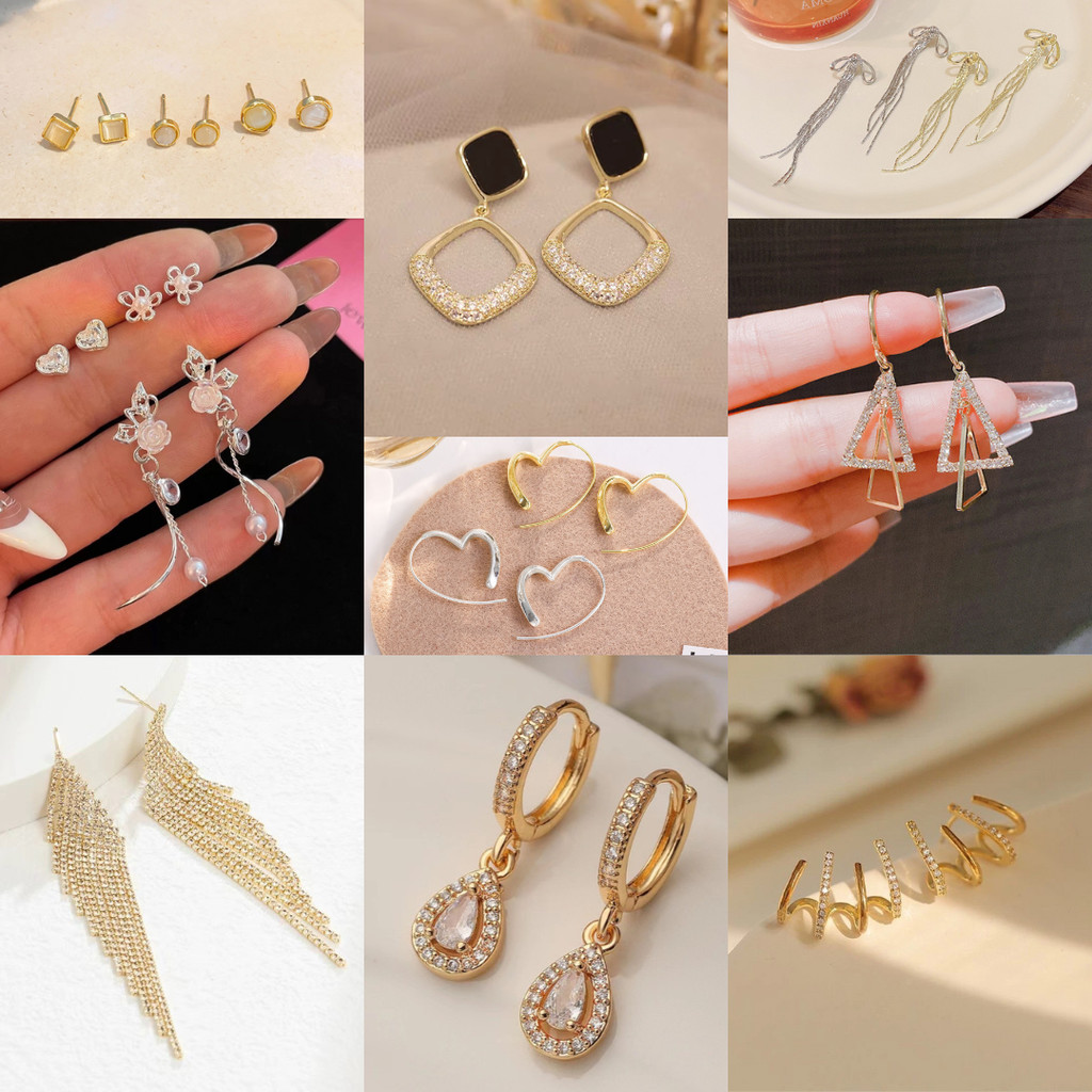 ⚡พร้อมส่ง⚡  รวมต่างหูแฟชั่น ต่างหูเซ็ต เครื่องประดับของผู้หญิง ไม่ลอก ไม่ดำ ต่างหู ต่างหูแฟชั่น
