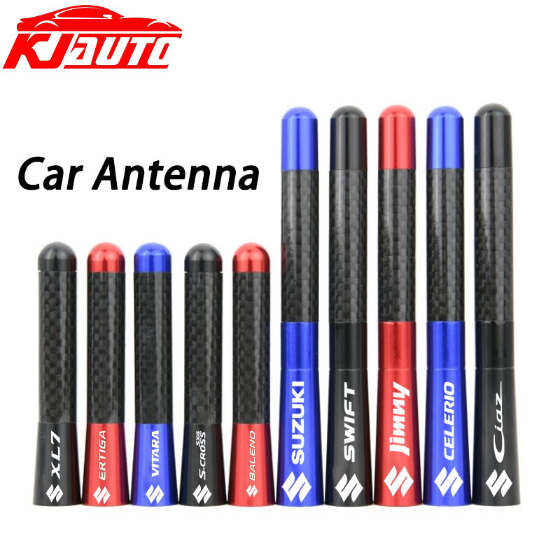 SUZUKI 12 ซม.Suzukiรถเสาอากาศคาร์บอนไฟเบอร์วิทยุFM AntenaสีดําชุดสําหรับSuzuki Swift XL7 vitara Jimny SX4 S-Cross Presso Ciaz ERTIGA Celerioอุปกรณ์เสริม