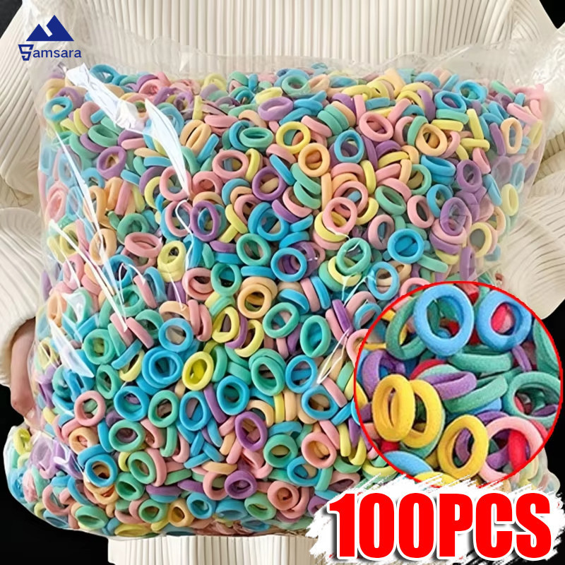 20มิลลิเมตรเด็กผูกผมวงยืดหยุ่นนุ่มไม่มีความเสียหาย,100ชิ้นที่มีสีสันเด็กวัยหัดเดินอุปกรณ์ผมสําหรับสาวๆ(สีดํา/สีขาว/หลากสี)
