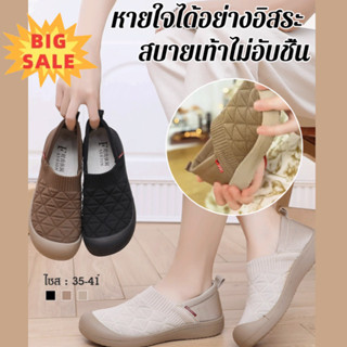 【พื้นนุ่มสวมใส่สบาย】รองเท้าส้นแบน สวมใส่ง่าย น้ำหนักเบา แฟชั…