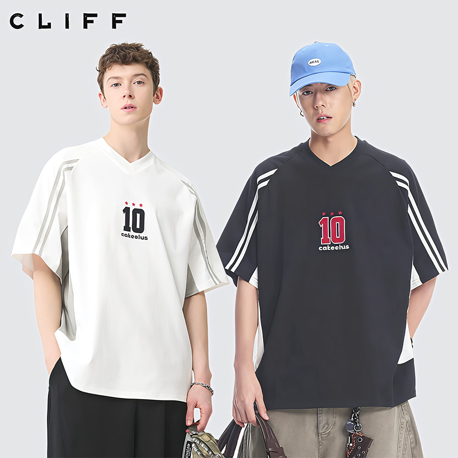 CLIFF แขนสั้นผู้ชาย พิมพ์ลายดิจิตอล ความรู้สึกระดับสูง หลวมใส่สบาย เรียบง่ายแมทช์ง่าย