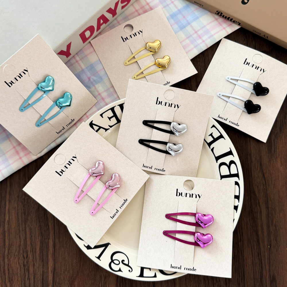 2 ชิ้น Simple Heart BB Clip ชุดกิ๊บติดผมเด็กผู้หญิง