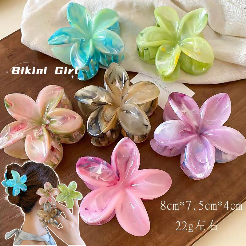 กิ๊ฟติดผม กิ๊บดอกไม้ แฟชั่น สไตล์เกาะฮาวาย ลายหินอ่อน มีหลายสี ราคาถูก คุณภาพดี