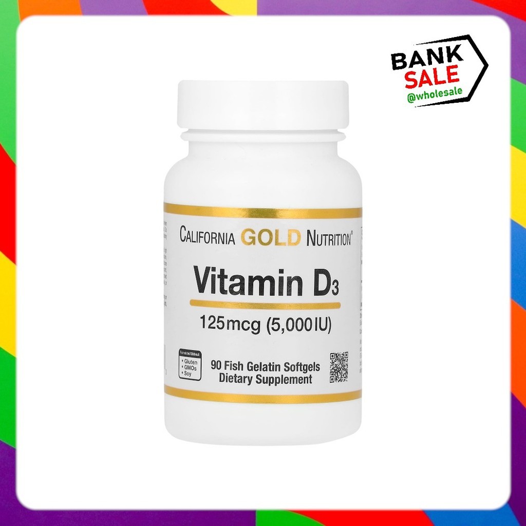 California Gold Nutrition, Vitamin D3, 125 mcg (5,000 IU), 90 Fish Gelatin Softgels
