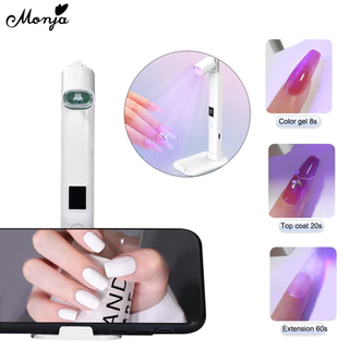 Monja 2in1 โคมไฟเล็บ Mini แบบพกพาเครื่องเป่าขาตั้ง UV Polish Drying โคมไฟ ปรับ เล็บเครื่องเครื่องมือ