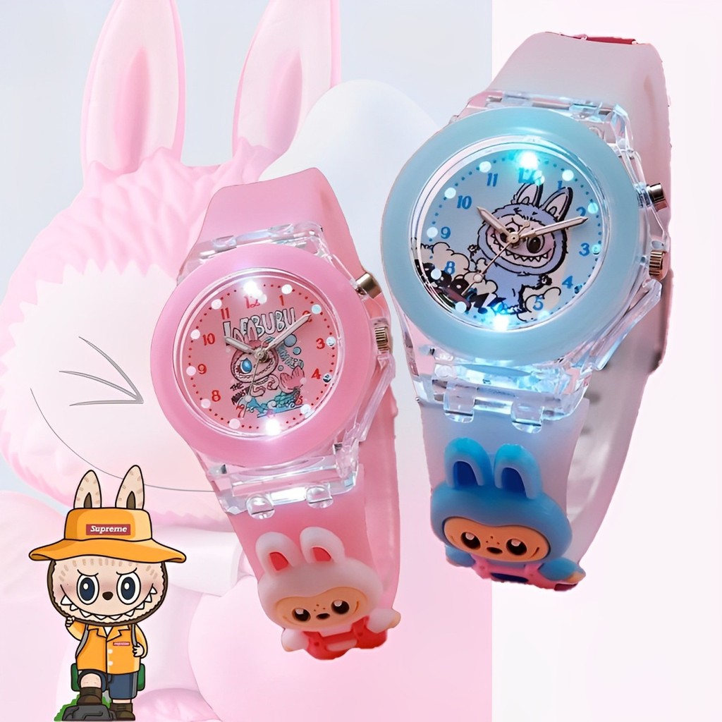 Labubu Candy สีนาฬิกาเด็กสายนาฬิกาซิลิโคนสําหรับเด็กชายและเด็กหญิงการ์ตูนน่ารักคุณภาพสูง Monster นาฬิกาเด็ก