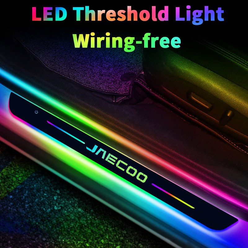Jaecoo รถ LED แบบไดนามิก Flow Light เกณฑ์แผ่น 7 สีที่มีสีสันประตู Sill แถบป้องกัน USB Power ไม่มีสายไฟสําหรับ Chery jaecoo J7 J8 PHEV อุปกรณ์เสริม