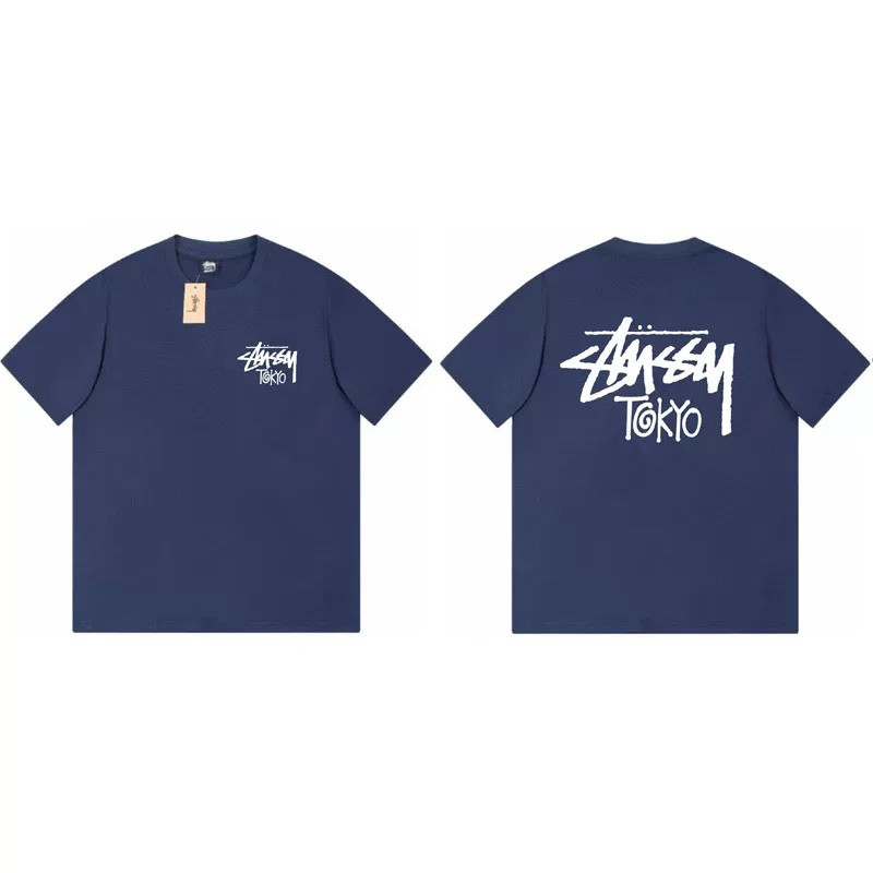 สตรีทแฟชั่นผู้ชายและผู้หญิงผ้าฝ้ายเสื้อยืดด้านหน้าและด้านหลังตัวอักษรแขนสั้นเสื้อยืดเสื้อลําลอง ไม่จํากัดเพศ