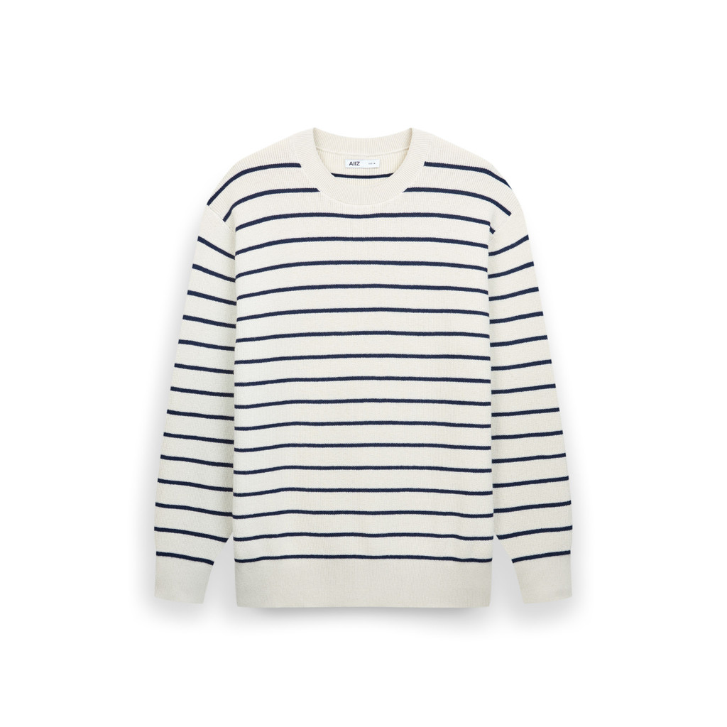 AIIZ (เอ ทู แซด) - AIIZ เสื้อสเวตเตอร์ผู้ชายคอกลมแขนยาวทอลายทาง AIIZ Men's Stripe Round Neck Sweater