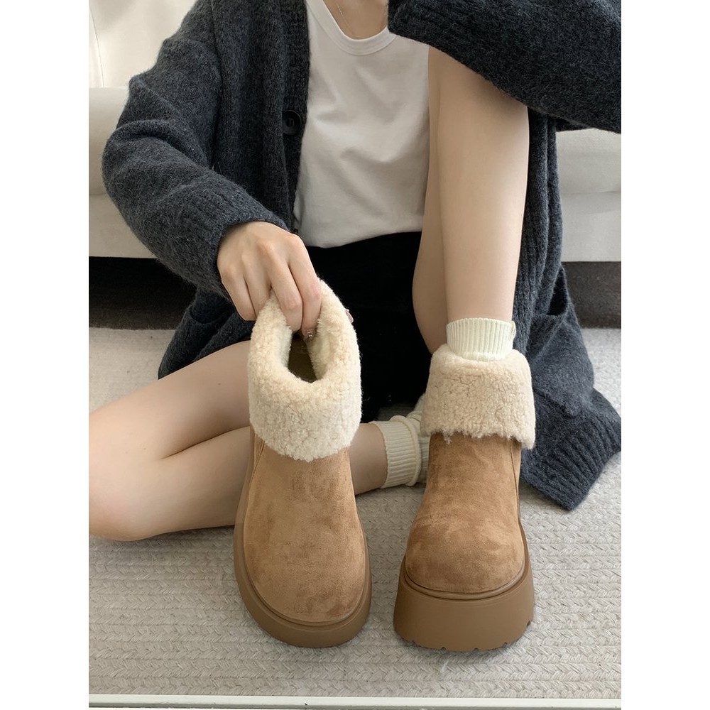 รองเท้าบูทสั้นผู้หญิงพื้นหนารอบนิ้วเท้าด้านหลังซิปรองเท้าผู้หญิงยาง - รูปที่ 6