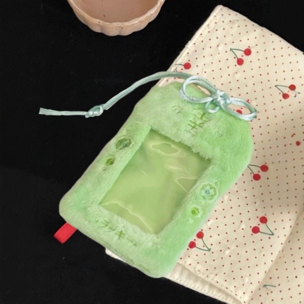 3 นิ้วสีชมพูสีเขียว Lucky Amulet Cherry Blossom Plush Card Holder Idol Photo Kpop การ์ดขนาดเล็ก 2R โพลารอยด์ผู้ถือตุ๊กตากระเป๋าจี้พวงกุญแจ - รูปที่ 6