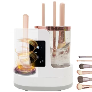 BUBBZO ล้างแปรงแต่งหน้าและอบผ้า, USB Electric 3 IN 1 Makeup Brush Cleaner| อัตโนมัติแบบพกพาพร้อมเครื่องเป่า-ที่ยึด แปรงเครื่องสําอางทําความสะอาดเครื่องมือสําหรับแปรงแต่งหน้าทั้งหมดประเภท