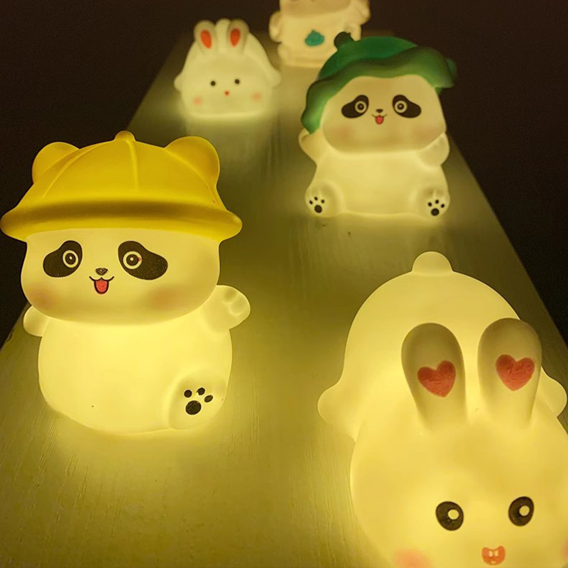 หมวกน่ารัก Panda Nightlight การ์ตูนห้องนอน Sleeping โคมไฟ รูปที่ 8