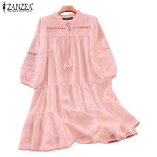 Zanzea ผู้หญิง Vitage Casual รอบคอหลวม 3/4 แขนเสื้อ Tassels …
