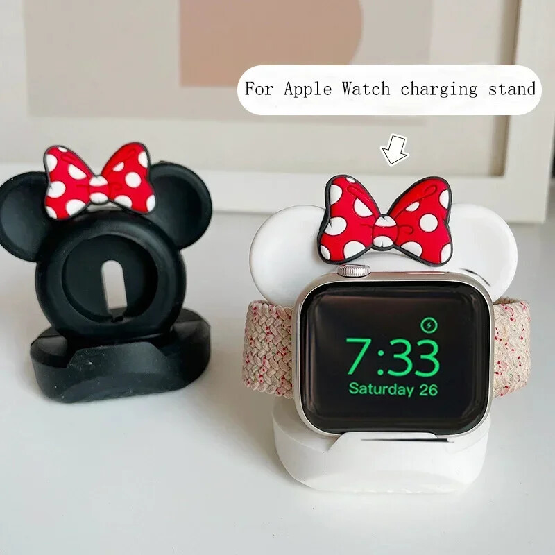 แท่นชาร์จน่ารัก มินนี่ ที่ยึดเดสก์ท็อปสําหรับ แอปเปิล ดู 10 9 8 7 6 5 4 iดู 3 2 1 กับ การ์ตูนฐานชาร์จซิลิโคน