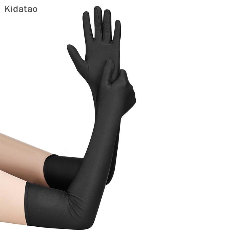 Kidatao ถุงมือป้องกันแสงแดดสแปนเด็กซ์ยืดหยุ่นสูงปาร์ตี้ไนท์คลับแต่งงานถุงมือสีดําใหม่