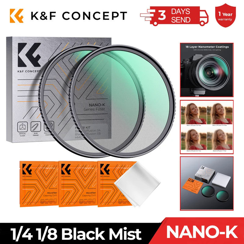 K&F Concept 49-82mm Black Mist Diffusion Filter 1/4 1/8 with Multi Coated for Nikon DSLR Lens 49mm 5