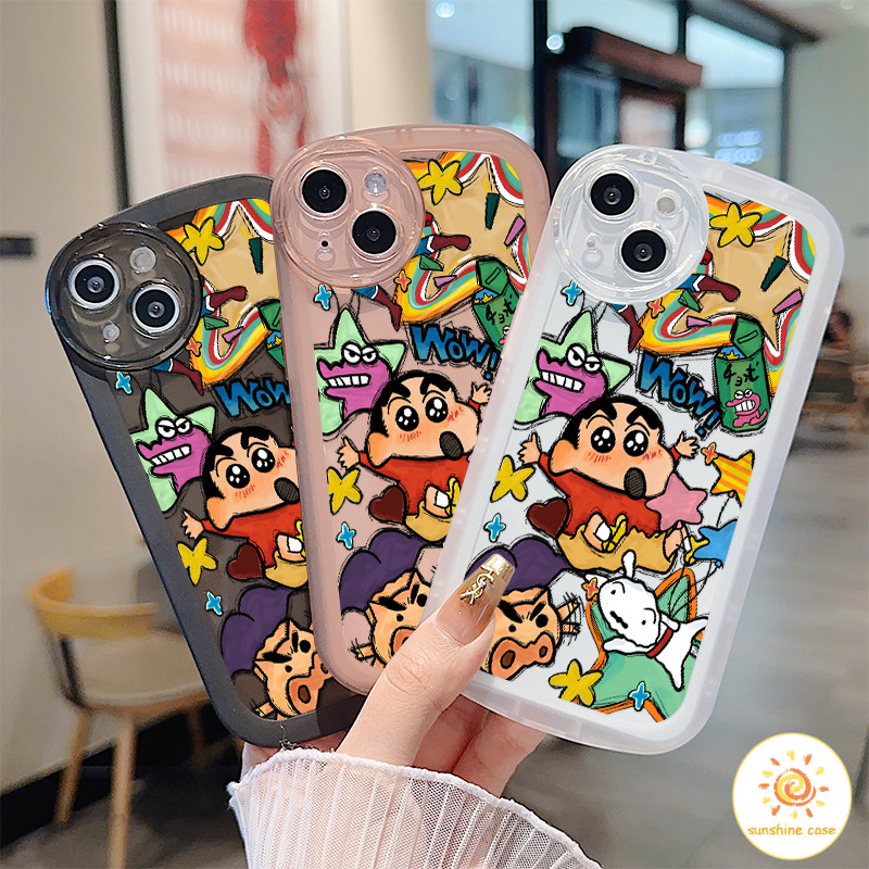 การขายกวาดล้าง เคสโทรศัพท์กราฟฟิตี้เครยอนชินจังแบบใส 11 For iPhone12 13 14 15 Pro MAX X XS XR XS 6 7 8 Plus SE2020