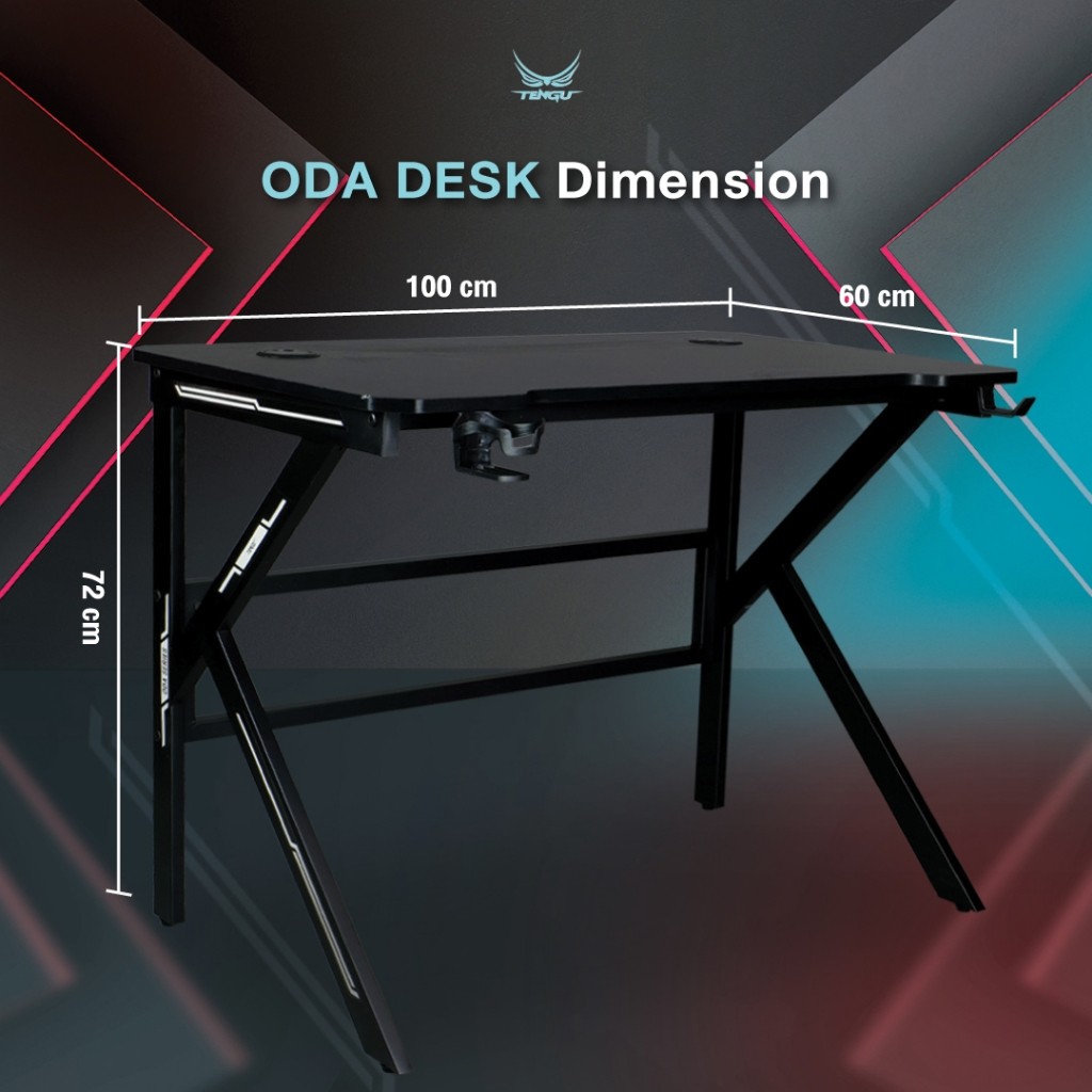 Tengu โต๊ะเกมมิ่งรุ่น ODA Series หน้าโต๊ะ 100x60ซม. แข็งแรง กันน้ำกันรอยขีดข่วน ขาตัว K