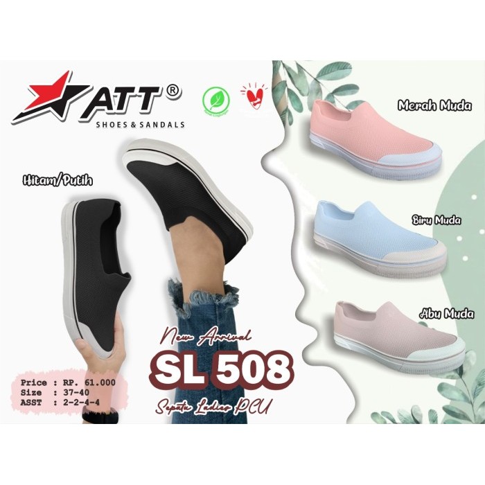 ☾คุณภาพดีที่สุด☽~besty_mart3 รองเท้าผู้หญิง ATT SL 508 Slip On Rubber 37-40 - 39 สีดํา