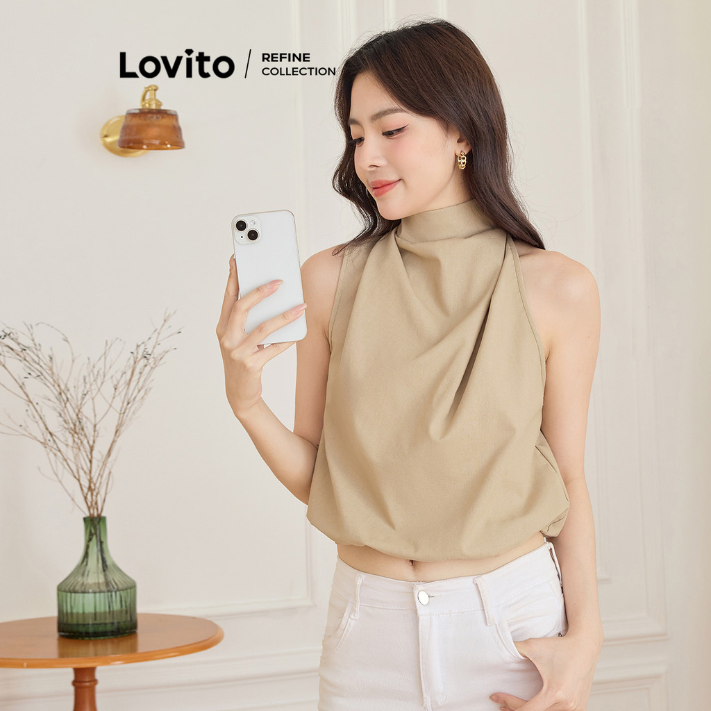 Lovito เสื้อกล้ามลายขวางแบบลำลองสำหรับผู้หญิง L108ED953