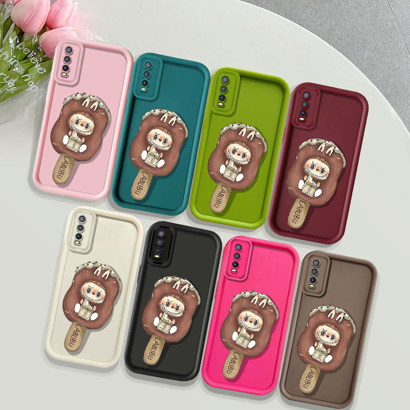 SAMSUNG กินไอศกรีม LABUBUเคสโทรศัพท์สําหรับSamsung Galaxy A12 A13 A14 A15 A20 A30 A21S A22 5G M22 M3