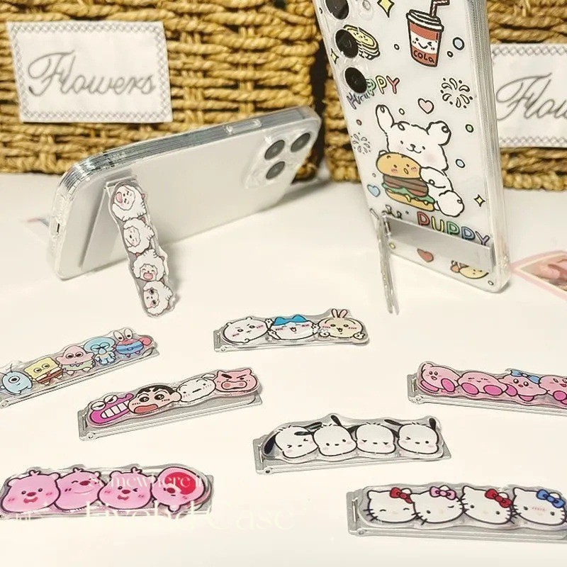 วงเล็บสไตล์ อิน ทั้งหมดเหมาะสําหรับเคสโทรศัพท์ที่มีสัตว์น่ารักคิตตี้แมวลูกสุนัขลูปดี้เคอร์บี้เครยอนชินจังใหม่ขั้นสูงถุงลมนิรภัยยึดสก์ท็อปหดแหวนหัวเข็มขัด