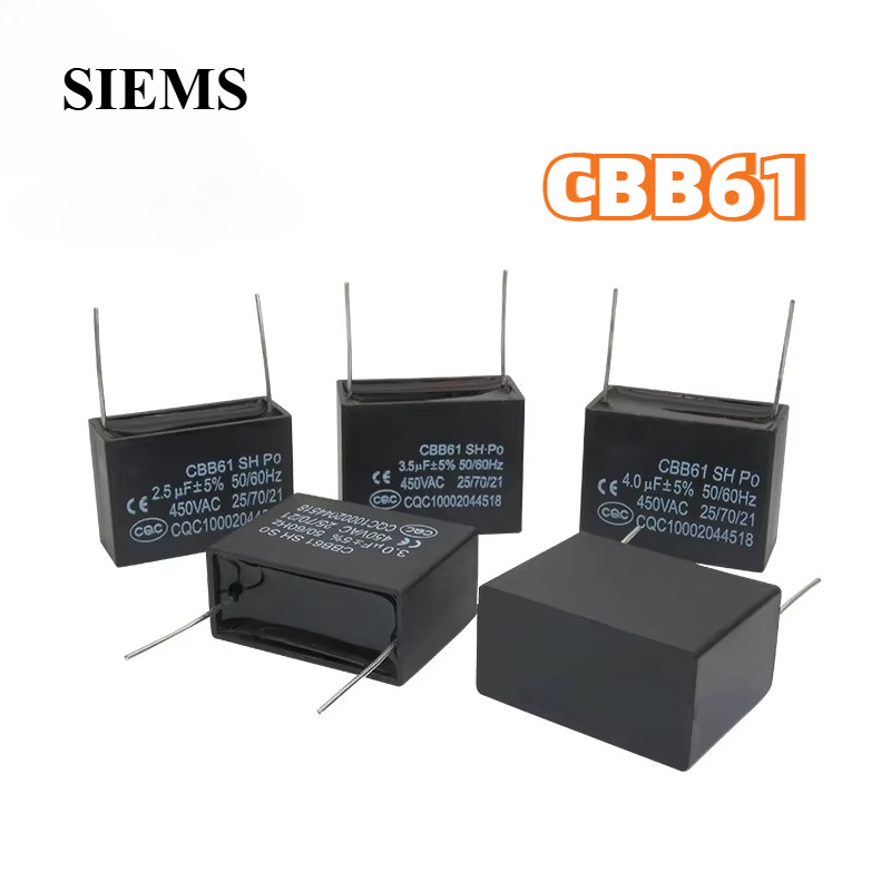 CBB61 เริ่มต้นตัวเก็บประจุ 450V 1UF-12UF 1.5UF 2.5UF 3UF 4.5UF 6UF 8UF 10UF เครื่องปรับอากาศและพัดลมเริ่มต้นตัวเก็บประจุ